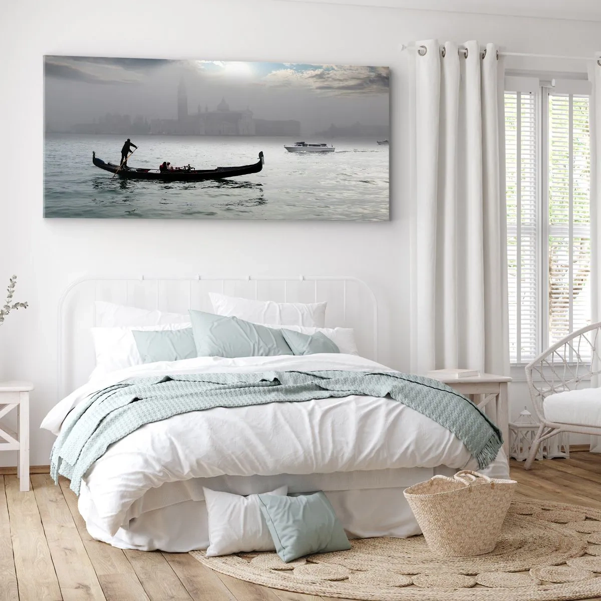 Cuadro sobre lienzo - Impresión de Imagen - Una fabulosa ciudad de agua y niebla - 100x40 cm