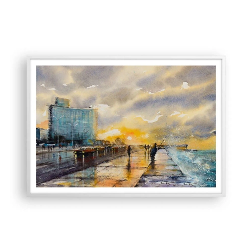 Póster en marco blanco - Vida en la orilla - 100x70 cm