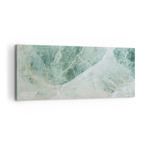 Cuadro sobre lienzo - Impresión de Imagen - Mármol verde con delicadas vetas blancas. - 120x50cm - El noble frescor de la piedra - Decoración de pared moderna para salón y dormitorio ARTTOR