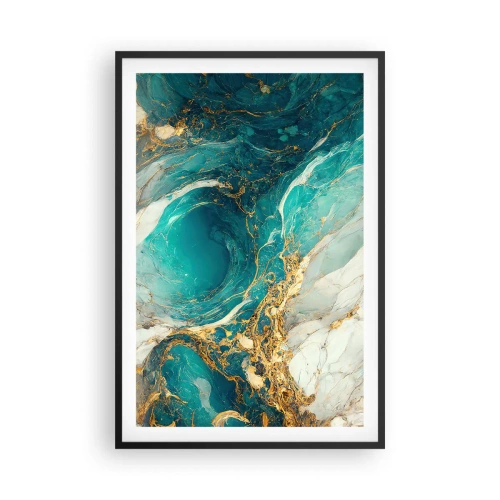 Póster en marco negro - Composición con vetas de oro - 61x91 cm