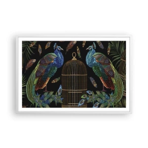 Póster en marco blanco - Con plumajes reales - 91x61 cm
