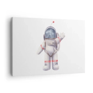 Cuadro sobre lienzo - Impresión de Imagen - Astronauta en estilo acuarela sobre fondo blanco. - 70x50cm - Esto es todo por ahora - Decoración de pared moderna para salón y dormitorio ARTTOR