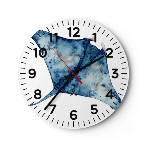 Reloj de pared - Reloj de vidrio - La vida en azul - 30x30 cm