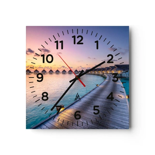 Reloj de pared - Reloj de vidrio - Vacaciones - volver al origen - 30x30 cm