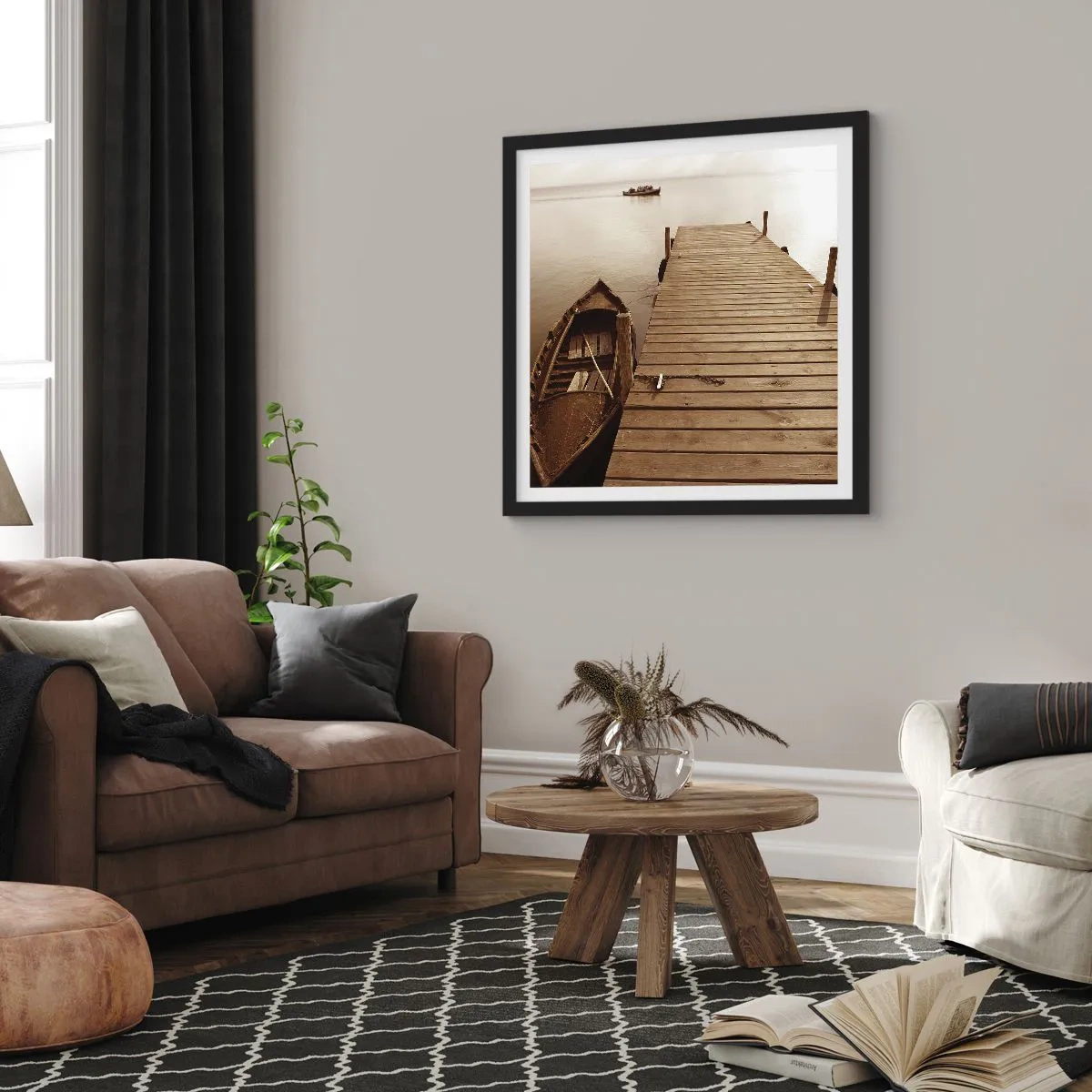 Póster en marco negro - La auténtica paz - 50x50 cm