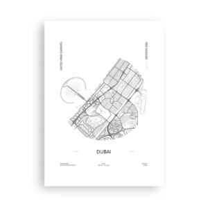 Póster - Mapa minimalista en blanco y negro de Dubái - 50x70cm - Anatomía de Dubái - Decoración de pared moderna para salón y dormitorio ARTTOR