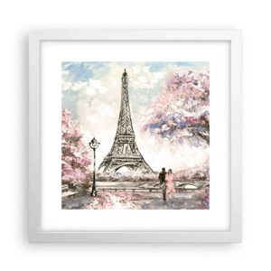 Póster en marco blanco - Un paseo por París en abril - 30x30 cm