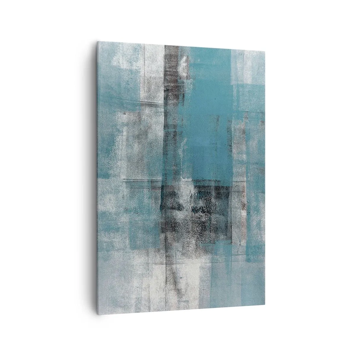 Cuadro sobre lienzo - Impresión de Imagen - Una composición abstracta en tonos azules con textura y capas. - 70x100cm - Agua y aire - Decoración de pared moderna para salón y dormitorio ARTTOR