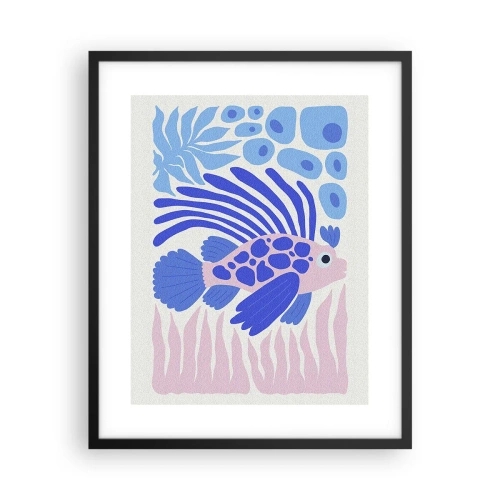 Póster en marco negro - En su mundo - 40x50 cm