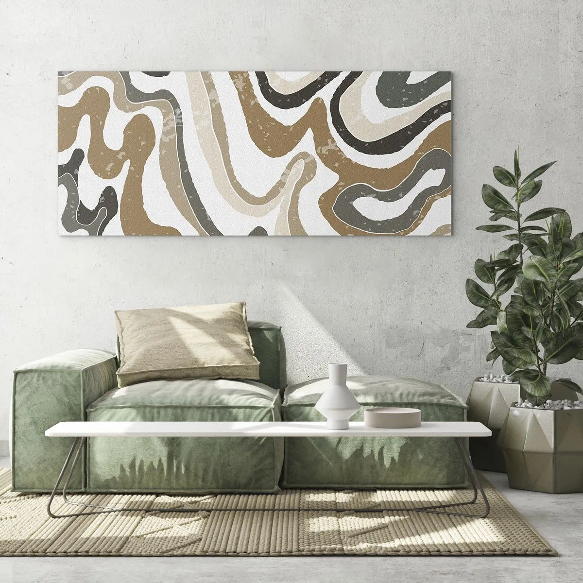 Cuadro sobre vidrio - Impresiones sobre Vidrio - Meandros de colores terrosos - 100x40 cm