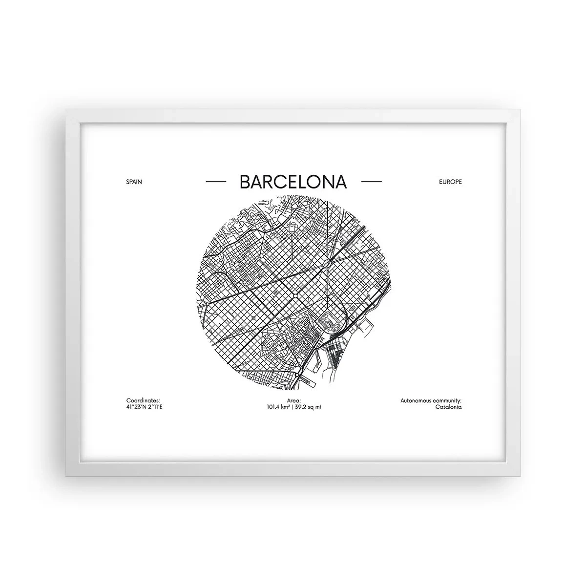 Póster en marco blanco - Anatomía de Barcelona - 50x40 cm
