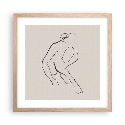 Póster en marco roble claro - Boceto íntimo - 40x40 cm