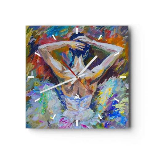 Reloj de pared - Reloj de vidrio - Una bailarina en colores dinámicos y expresión pictórica. - 30x30cm - Podría ser cualquier cosa - Decoración de pared moderna para salón y dormitorio ARTTOR