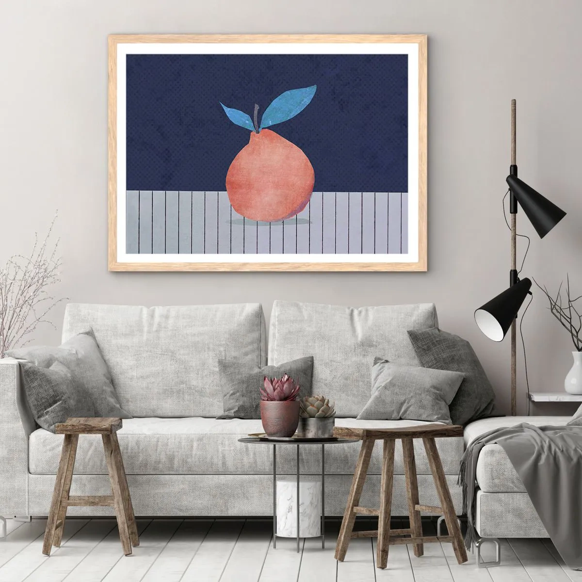 Póster en marco roble claro - Convexidad y plano - 70x50 cm