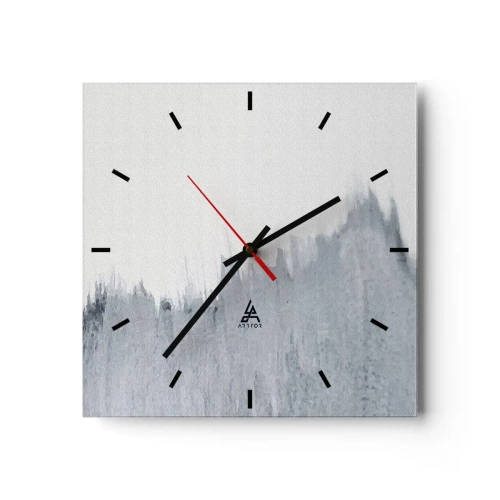 Reloj de pared - Reloj de vidrio - Composición abstracta gris en estilo minimalista. - 30x30cm - Una señal misteriosa - Decoración de pared moderna para salón y dormitorio ARTTOR