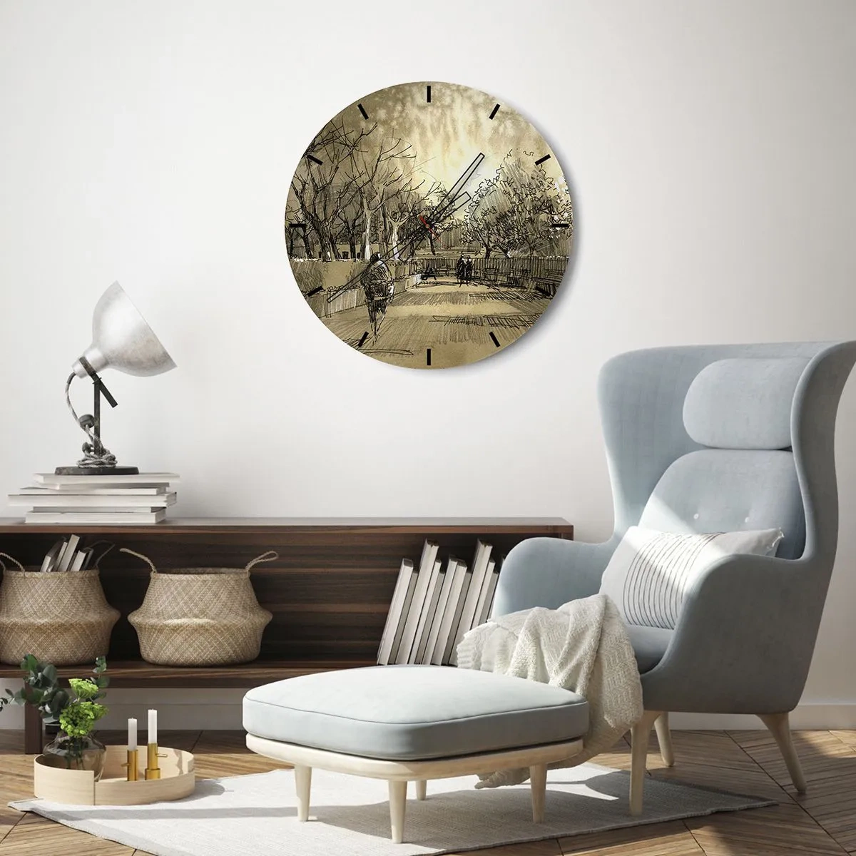 Reloj de pared - Reloj de vidrio - Un momento hecho a pluma - 40x40 cm