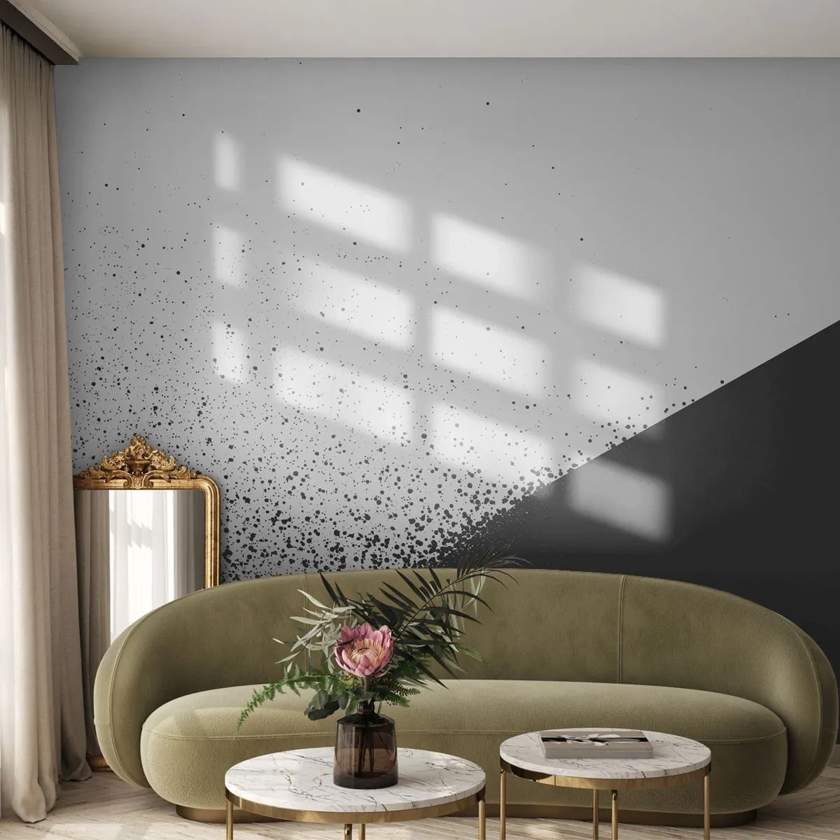 Fotomural Autadhesivo Deluxe Sticker - Cada vez más rápido, cada vez más alto - Abstracción, Gráficos, En blanco y negro - 250x175 cm