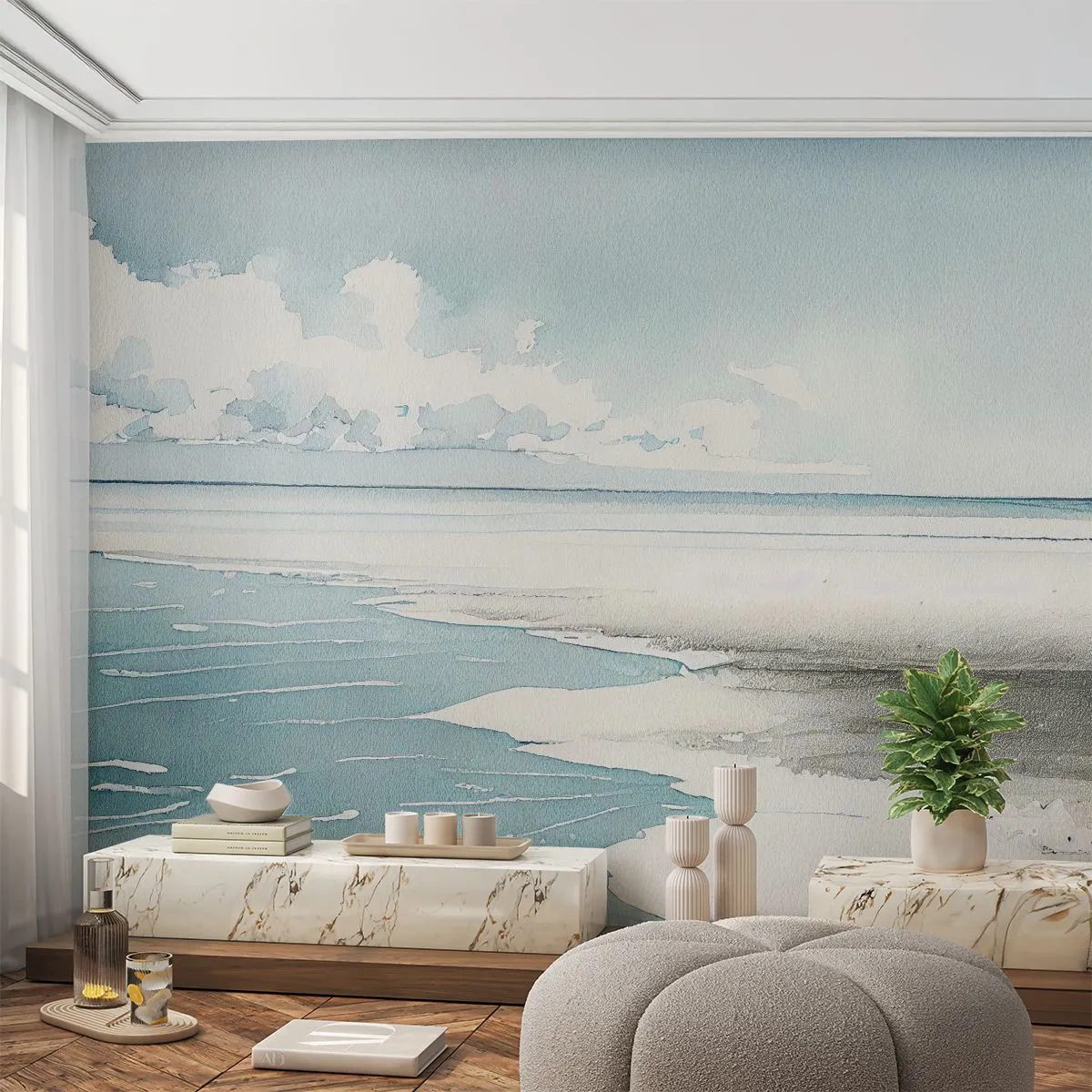 Fotomural Premium Sand - Suave marea otoñal - Costa, Playa, Calma - 250x175 cm