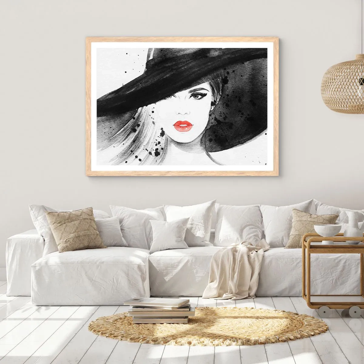 Póster en marco roble claro - Dama de negro - 40x30 cm