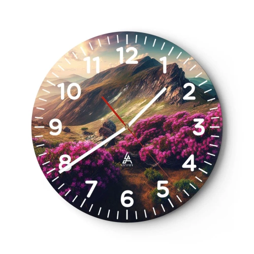 Reloj de pared - Reloj de vidrio - Verano en las montañas - 40x40 cm