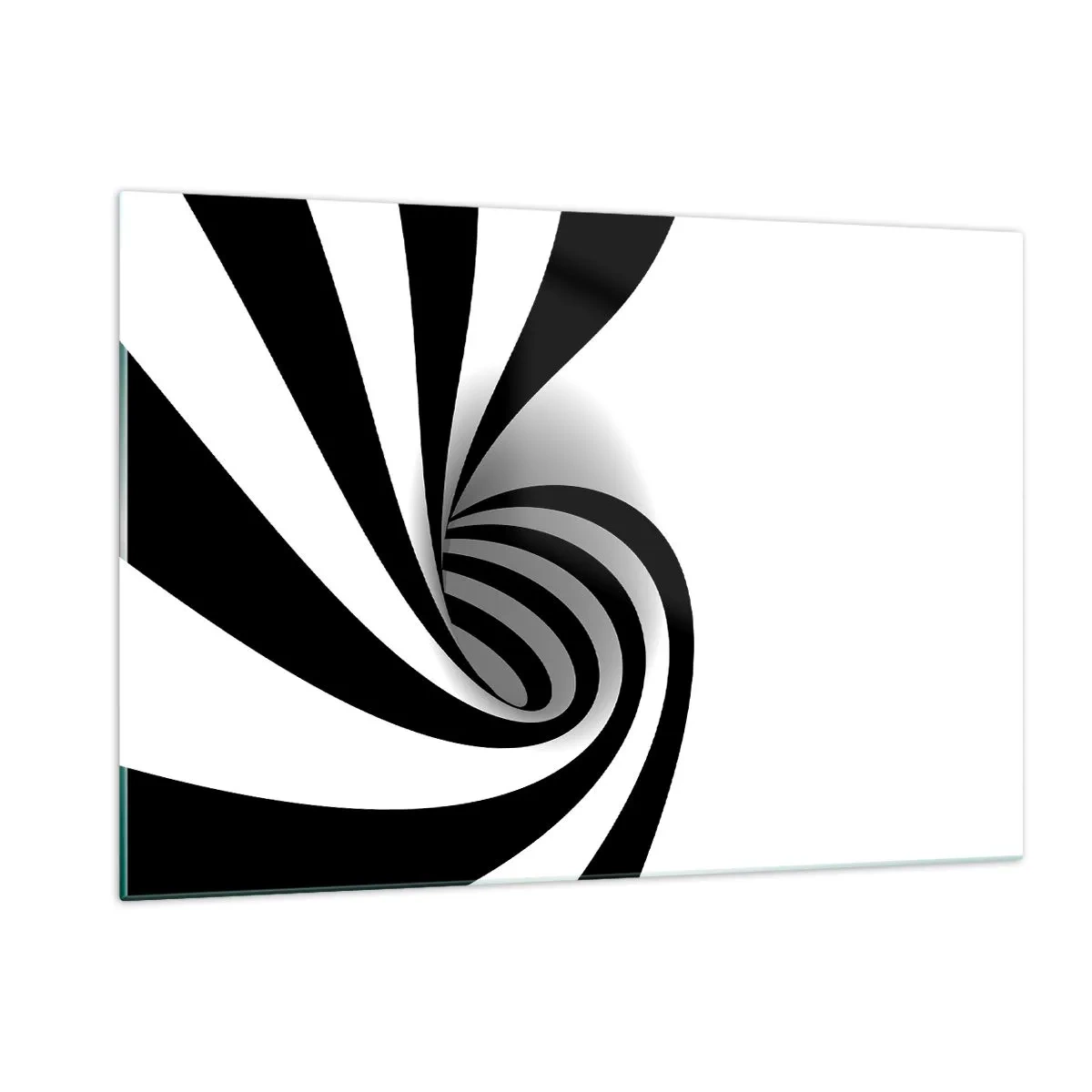 Cuadro sobre vidrio - Impresiones sobre Vidrio - Espiral abstracta en blanco y negro con forma dinámica. - 120x80cm - Y sin embargo, gira - Decoración de pared moderna para salón y dormitorio ARTTOR