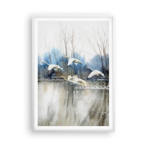 Póster en marco blanco - Como en un cuento de cisnes salvajes - 70x100 cm