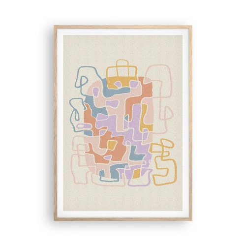 Póster en marco roble claro - Laberinto - una alegre aventura - 70x100 cm