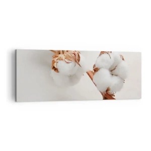 Cuadro sobre lienzo - Impresión de Imagen - Una ramita de algodón sobre un fondo sutil. - 140x50cm - Un suave tacto - Decoración de pared moderna para salón y dormitorio ARTTOR