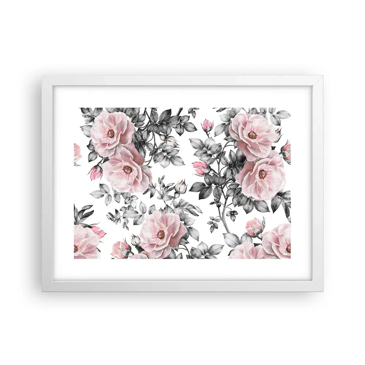 Póster en marco blanco - Entre las rosas - 40x30 cm