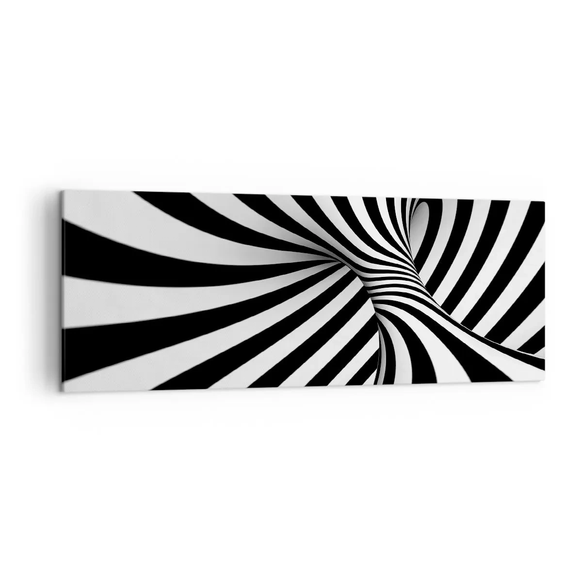 Cuadro sobre lienzo - Impresión de Imagen - Túnel abstracto con rayas espirales blancas y negras - 140x50cm - Composición: espacio de baile - Decoración de pared moderna para salón y dormitorio ARTTOR