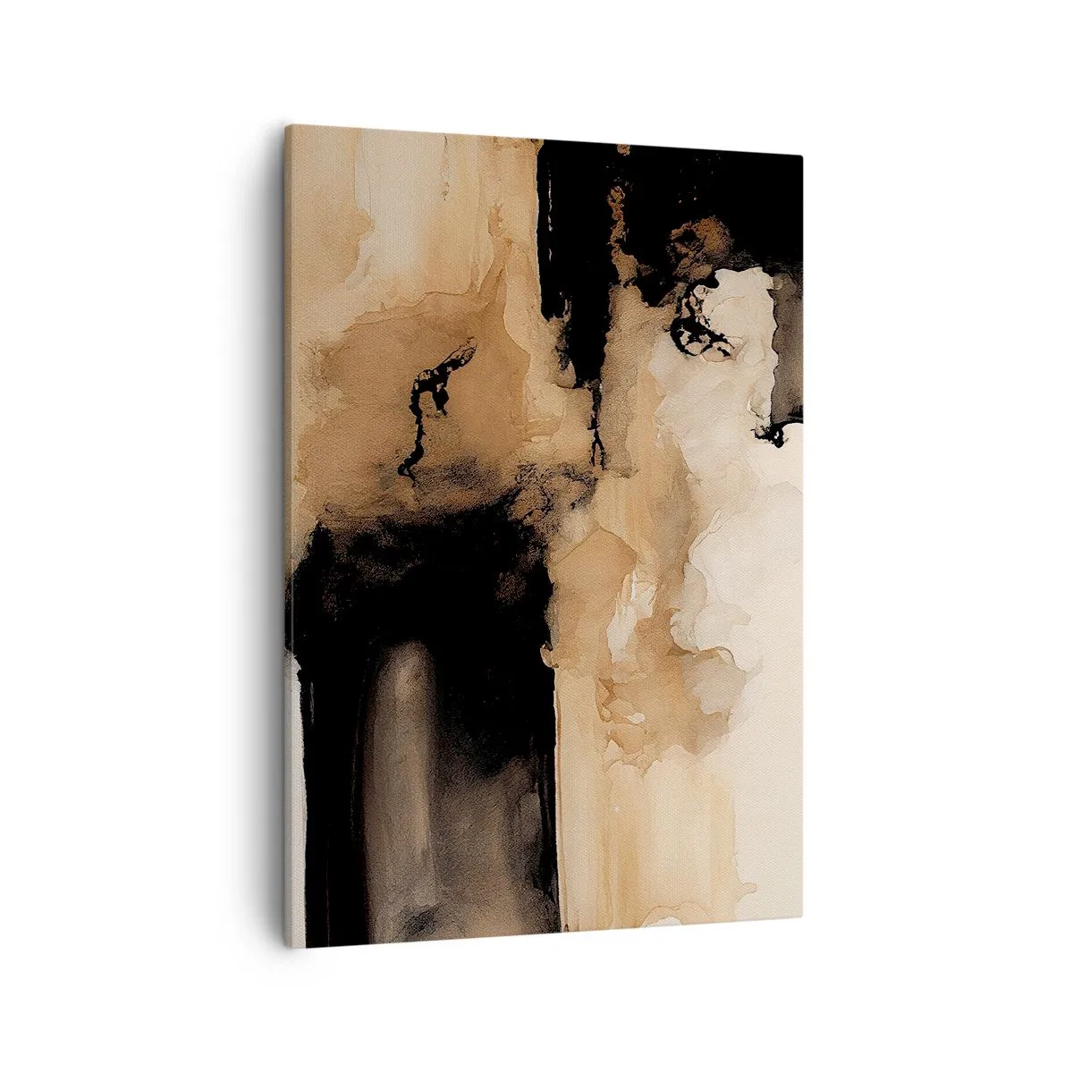 Cuadro sobre lienzo - Impresión de Imagen - Composición abstracta en tonos marrones y negros. - 50x70cm - Una abstracción intrigante - Decoración de pared moderna para salón y dormitorio ARTTOR