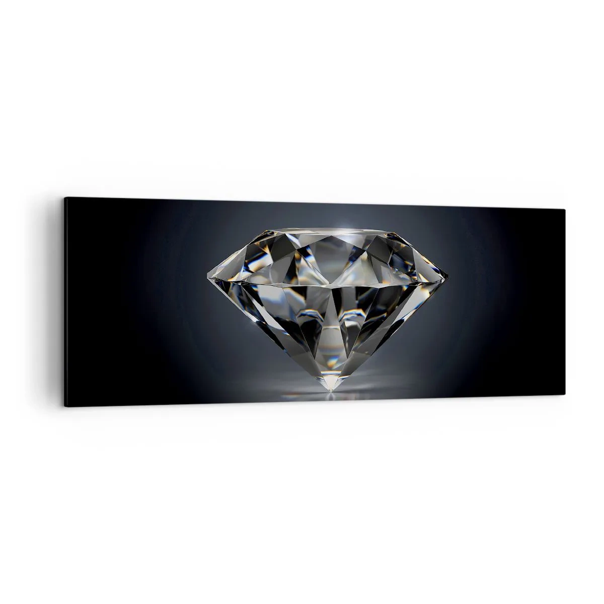 Cuadro sobre lienzo - Impresión de Imagen - Una interpretación artística de un diamante sobre un fondo oscuro. - 140x50cm - Riqueza y belleza - Decoración de pared moderna para salón y dormitorio ARTTOR