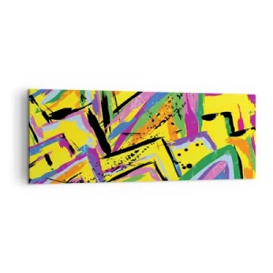 Cuadro sobre lienzo - Impresión de Imagen - Abstracción vívida en colores brillantes y formas dinámicas. - 140x50cm - Grita de alegría - Decoración de pared moderna para salón y dormitorio ARTTOR