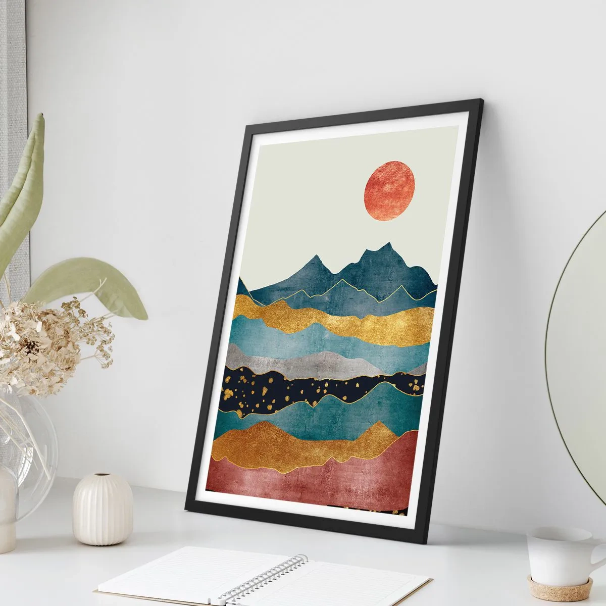 Póster en marco negro - Sección transversal del mundo - 40x50 cm