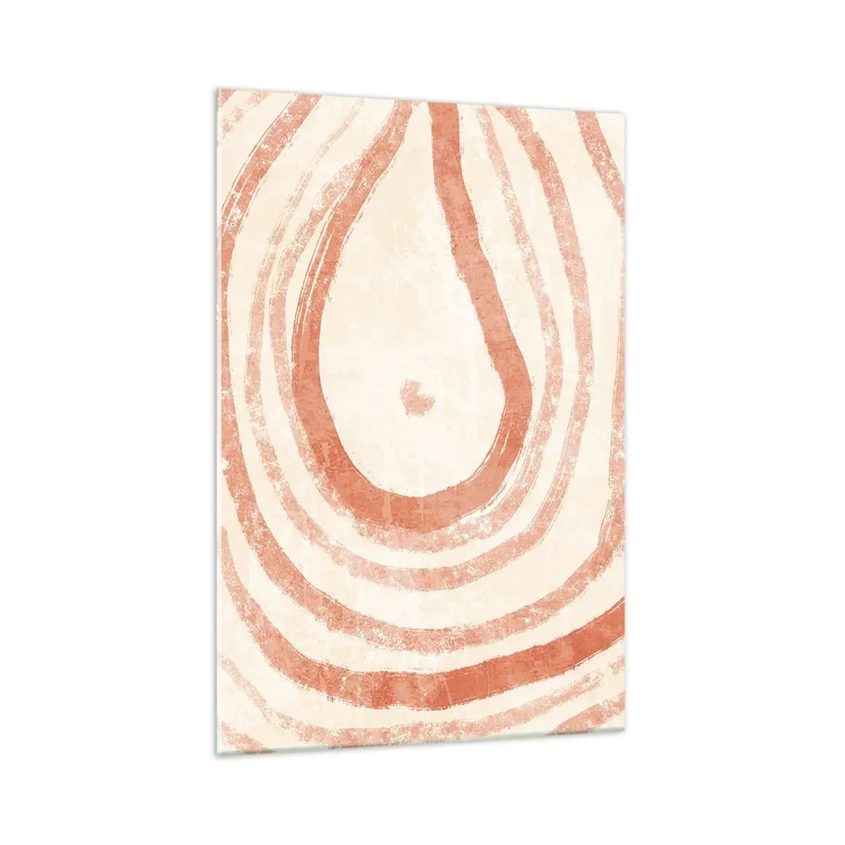 Cuadro sobre vidrio - Impresiones sobre Vidrio - Un motivo abstracto de líneas concéntricas en tonos terracota. - 70x100cm - Círculos de coral - composición - Decoración de pared moderna para salón y dormitorio ARTTOR