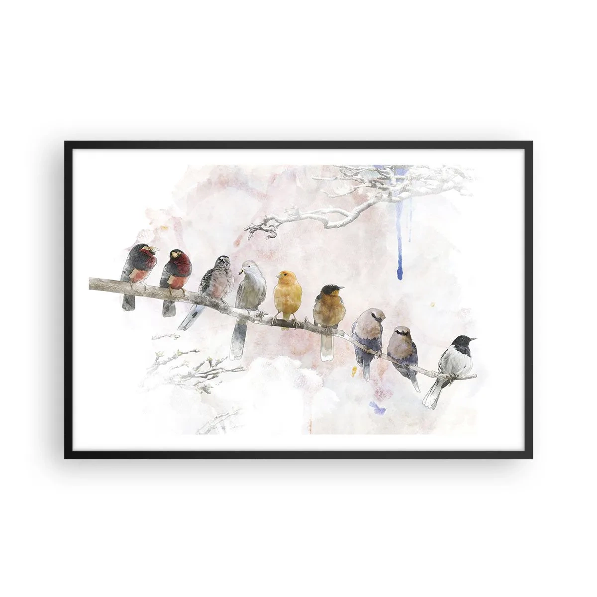 Póster en marco negro - Reunión alada - 91x61 cm