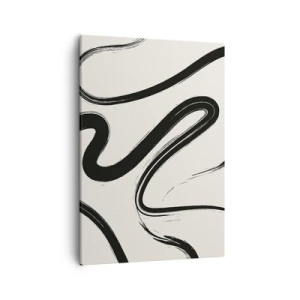 Cuadro sobre lienzo - Impresión de Imagen - Líneas curvas en blanco y negro sobre un fondo claro - 50x70cm - Fantasía en blanco y negro - Decoración de pared moderna para salón y dormitorio ARTTOR