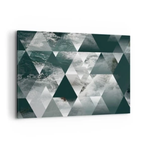 Cuadro sobre lienzo - Impresión de Imagen - Patrón geométrico con motivo de ondas en tonos verdes. - 120x80cm - Una perspectiva de cristal - Decoración de pared moderna para salón y dormitorio ARTTOR