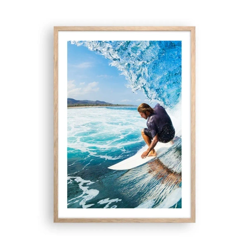 Póster en marco roble claro - Bailando con las olas - 50x70 cm