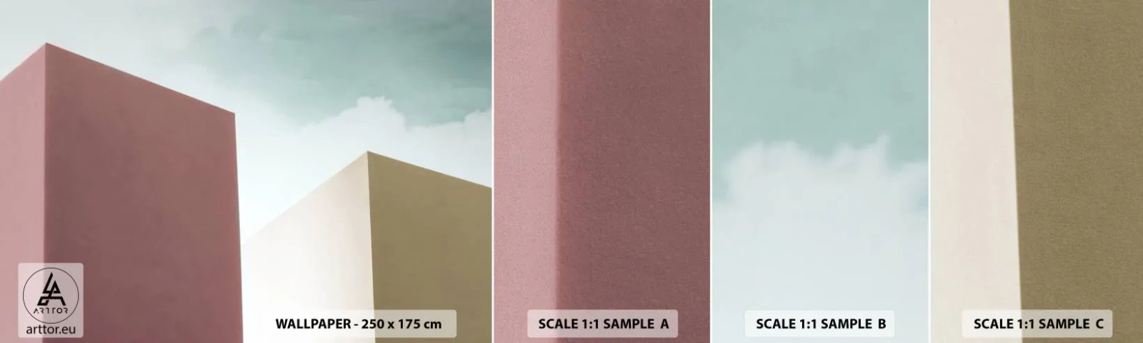 Muestra De Fotomural Standard Eco - Geometría de un verano soleado - Edificios, Arquitectura, Tridimensional - 100x30 cm