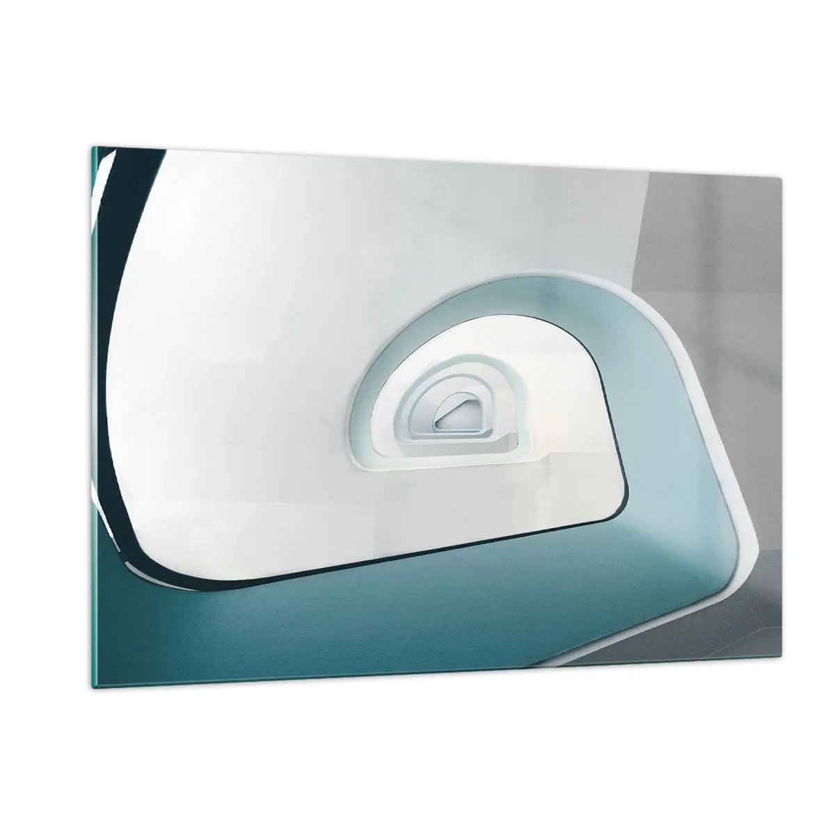 Cuadro sobre vidrio - Impresiones sobre Vidrio - Una escalera moderna en perspectiva abstracta. - 120x80cm - Espiral del río azul - Decoración de pared moderna para salón y dormitorio ARTTOR