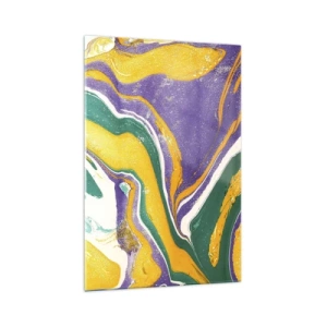 Cuadro sobre vidrio - Impresiones sobre Vidrio - Patrón de mármol abstracto en colores vivos. - 70x100cm - Olas de color - Decoración de pared moderna para salón y dormitorio ARTTOR