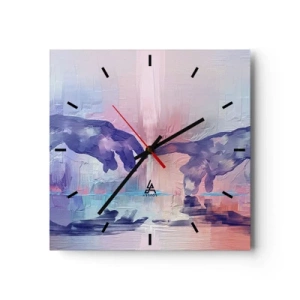 Reloj de pared - Reloj de vidrio - Manos simbólicas en colores abstractos, haciendo referencia al tema de la creación. - 30x30cm - Chispa divina de vida - Decoración de pared moderna para salón y dormitorio ARTTOR