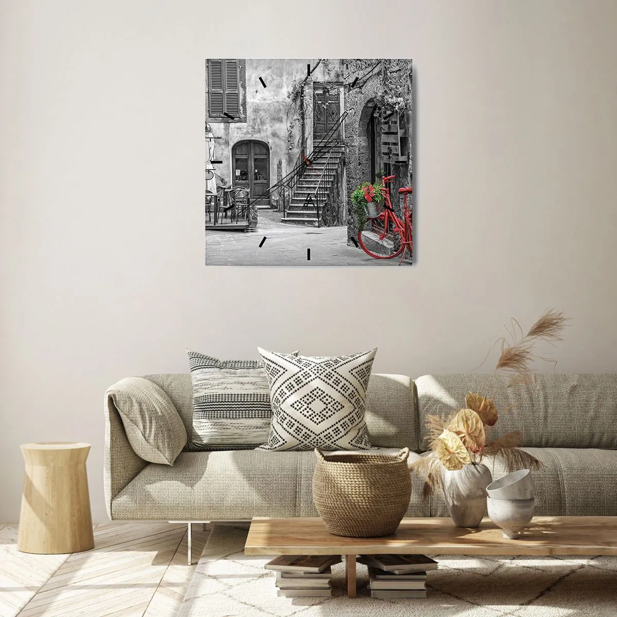 Reloj de pared - Reloj de vidrio - Callejón de la Toscana - 30x30 cm