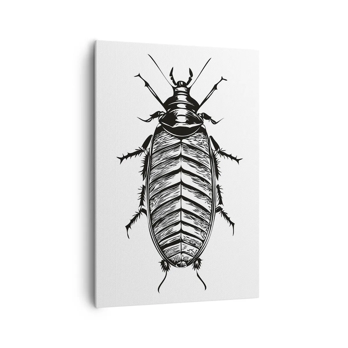 Cuadro sobre lienzo - Impresión de Imagen - Gráfico de un insecto en blanco y negro sobre un fondo blanco. - 70x100cm - ¡Qué espécimen! - Decoración de pared moderna para salón y dormitorio ARTTOR