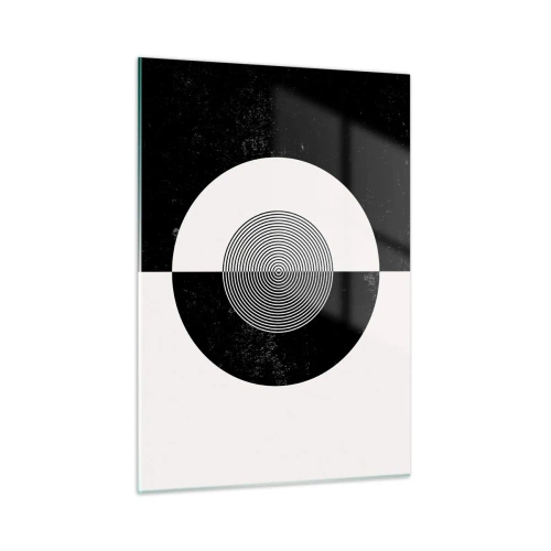 Cuadro sobre vidrio - Impresiones sobre Vidrio - Patrón geométrico de simetría en blanco y negro. - 50x70cm - Armonía en blanco y negro - Decoración de pared moderna para salón y dormitorio ARTTOR