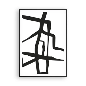 Póster en marco negro - Construcción en blanco y negro - 70x100 cm