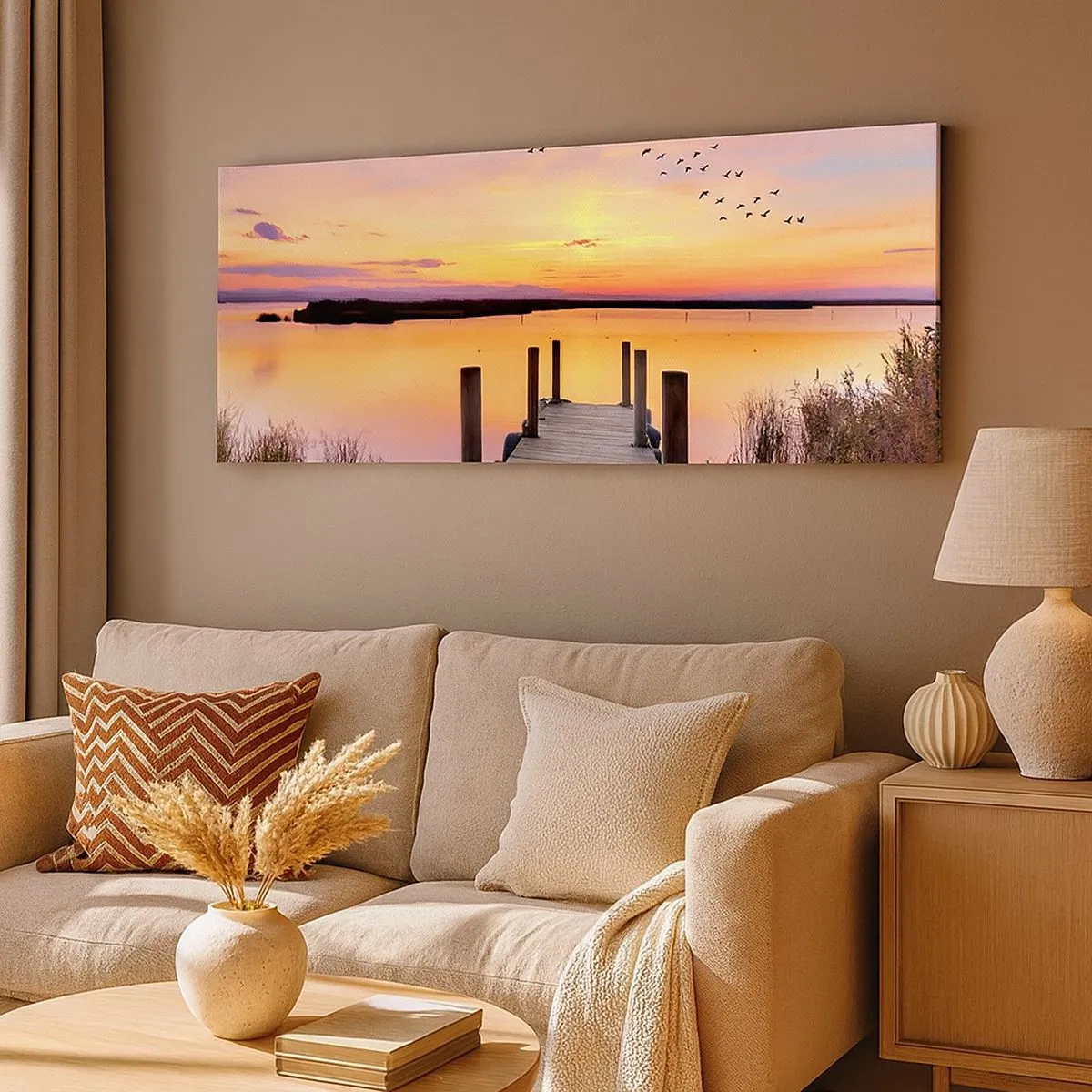 Cuadro sobre lienzo - Impresión de Imagen - Violeta amanecer silencioso - 100x40 cm