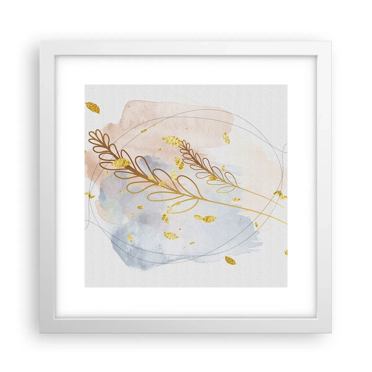 Póster en marco blanco - Ráfaga dorada - 30x30 cm