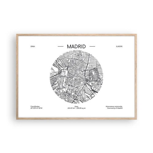 Póster en marco roble claro - Anatomía de Madrid - 100x70 cm